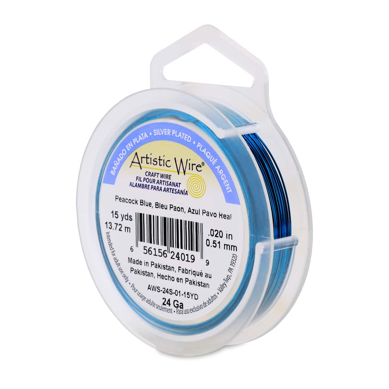 Artistic Wire® 24 Gauge Silver Plated Tarnish Resistant Colored Copper Craft Wire, 15yd.